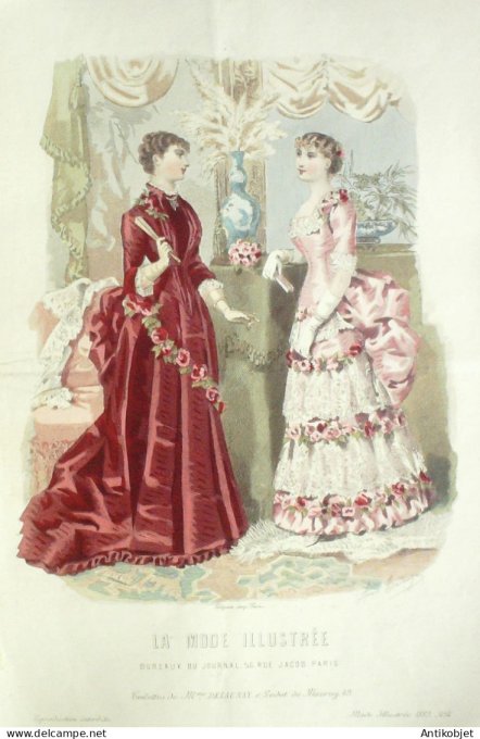 Gravure Mode illustree 1883 #  4 (Old Fashion plate)