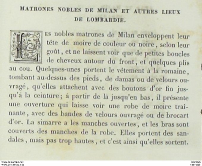 Italie MILAN Matrone noble milanaise 1859