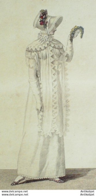 Gravure de mode Costume Parisien 1811 n°1151 Mantelet et Canezou de Perkal