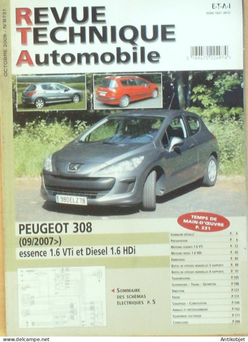 Revue Tech. Automobile 2009 n°B731 Peugeot 308 essence