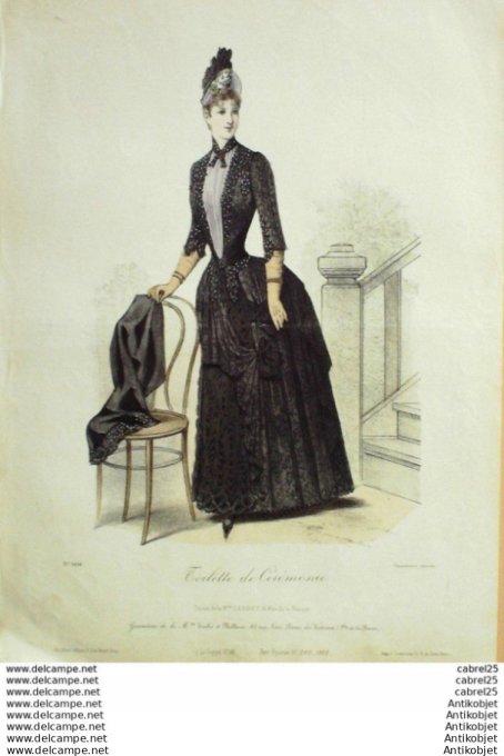 Gravure Mode Le Coquet 1888 # 16 (Old Fashion plate)