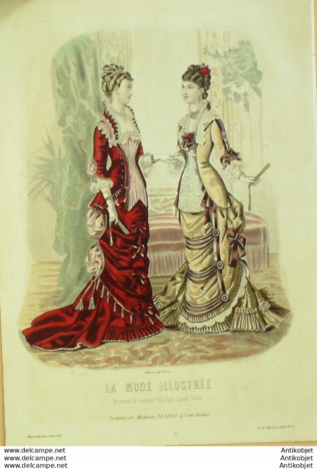Gravure de mode La Mode illustrée 1879 n°05 (Maison Fladry)