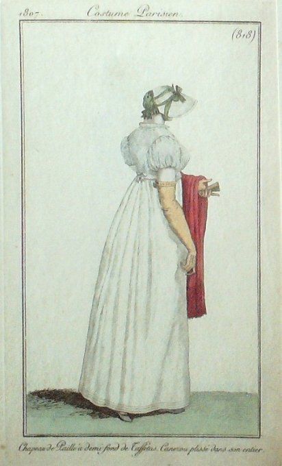 Gravure Mode Costume Parisien 1807 #  818 (eau forte old Fashion plate
