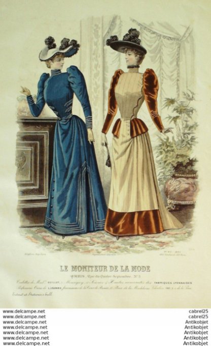 Gravure Mode Le Moniteur 1890 # 49 (Old Fashion plate)