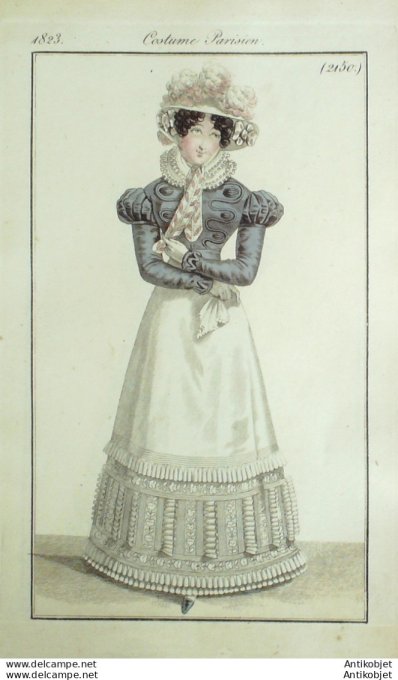 Costume Parisien 1823 # 2150 Robe perkale corsage soie