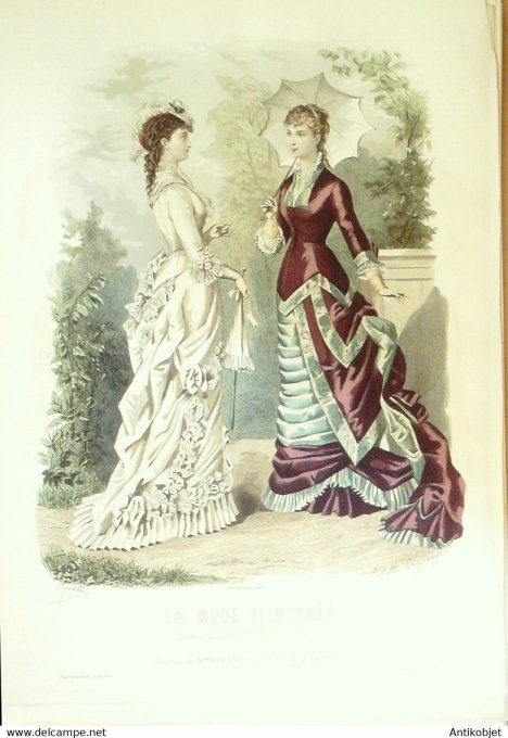 Gravure de mode La Mode illustrée 1879 n°20 (Maison Bréant-Castel)