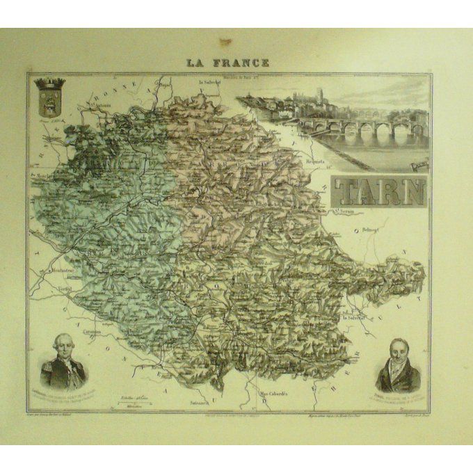 Carte Tarn (81) Albi Graveur Lecoq Waltner Barbier 1868