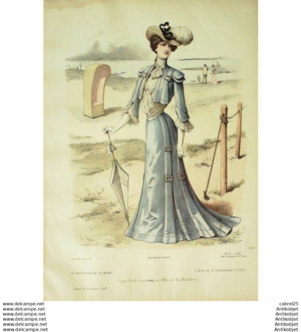 Gravure Mode Le Moniteur 1901 # 23 (Old Fashion plate)