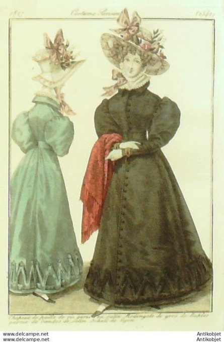 Costume Parisien 1827 # 2542 Redingote de gros de Naples