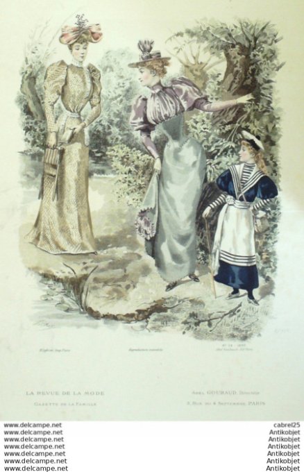 Gravure Mode La Gazette 1892 # 24 (Old Fashion plate)