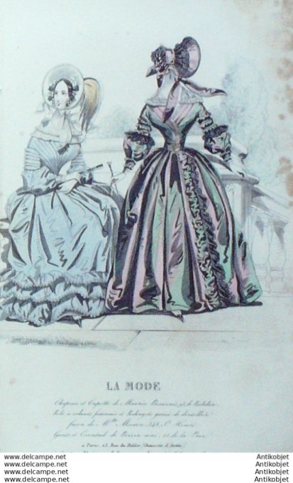 Gravure La mode 1838 # 17 (aquarelle old Fashion plate)