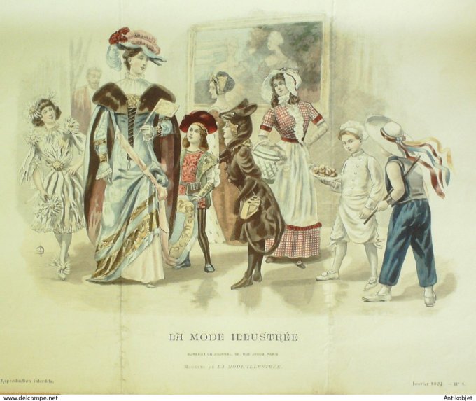 Gravure Mode illustree 1904 #  5 (Old Fashion plate) RARE