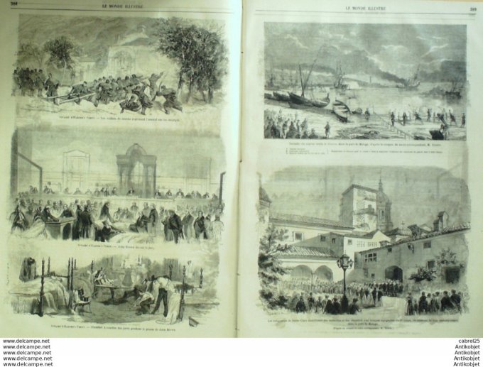 Le Monde illustré 1859 n°140 Espagne Malaga Santa Clara Versailles (78) Pêche Aux Sangsues