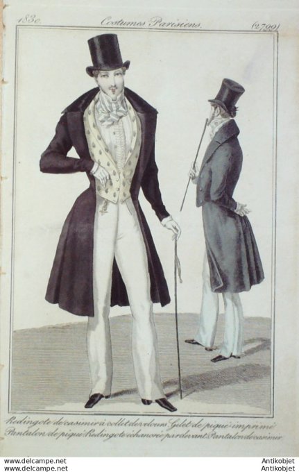 Gravure Mode Costume Parisien 1830 # 2799 (eau forte old Fashion plate