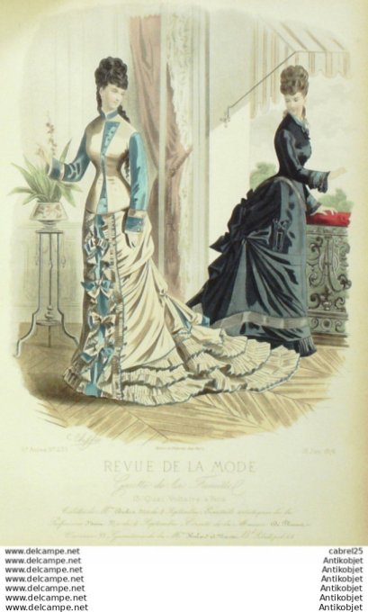 Gravure Mode La Gazette 1876 # 233 (Old Fashion plate)
