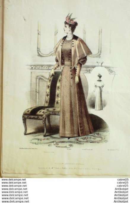 Gravure Mode Le Coquet 1888 # 06 (Old Fashion plate)