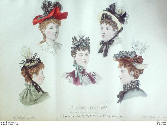 Gravure Mode illustree 1893 # 45 (Old Fashion plate) rare