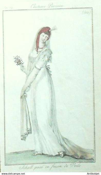 Costume Parisien 1803 an 11 # 512 (eau forte) Schall posé en fa?on de voile