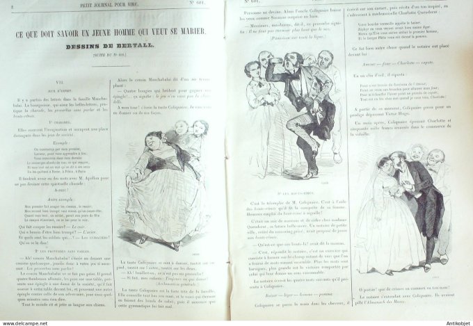 Petit journal pour Rire 1866 # 601 Ce que doit savoir un homme qui veut se marier Bertall