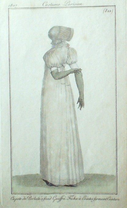 Gravure Mode Costume Parisien 1807 #  822 (eau forte old Fashion plate