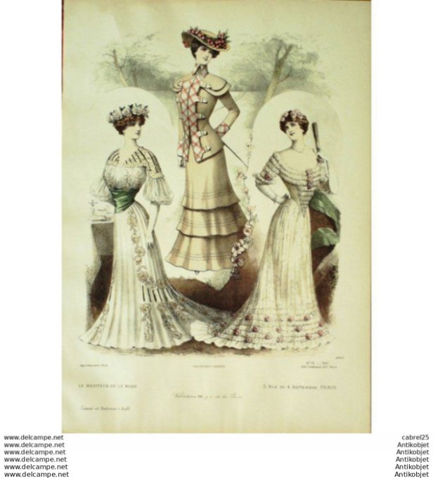 Gravure Mode Le Moniteur 1901 # 18 (Old Fashion plate)