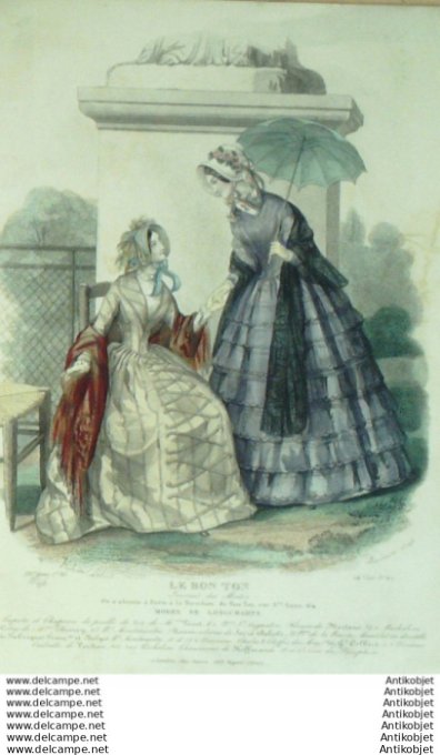Gravure Mode Le Bon Ton 1846 13 # 42 (aquarelle old fashion plate)