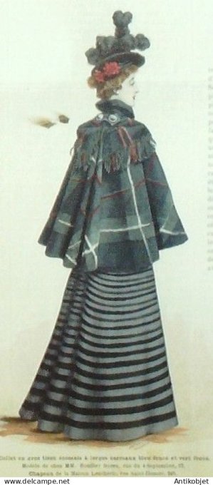 La Mode illustrée journal 1897 n° 36 Collet en tissu écossais