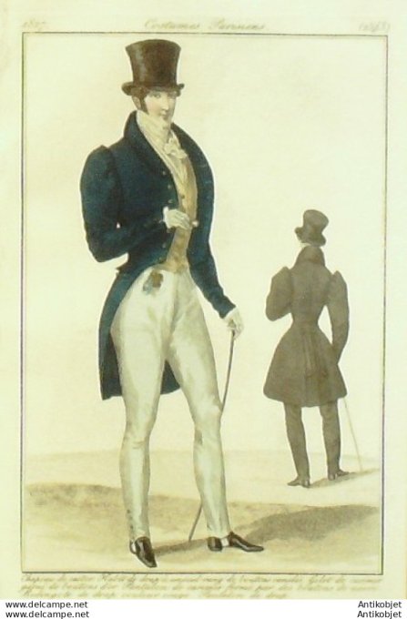 Costume Parisien 1827 # 2543 Redingote & habit de drap