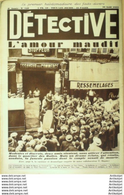 Détective 1933 # 250 Limoges Aix-en-Prov Le Pecq Nice Ostende
