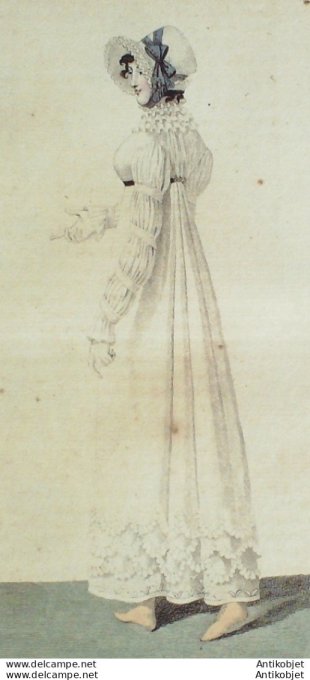 Gravure de mode Costume Parisien 1811 n°1146 Robe perkale