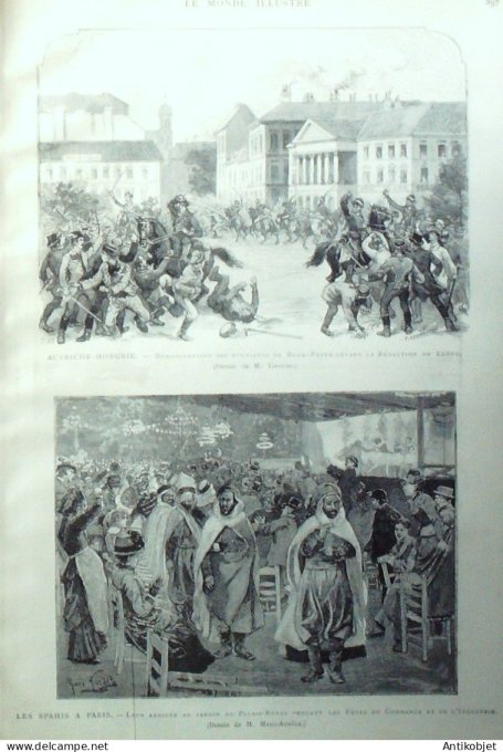 Le Monde illustré 1886 n°1525 Armé portugaise Hongrie Budapest Boulogne guides de sureté