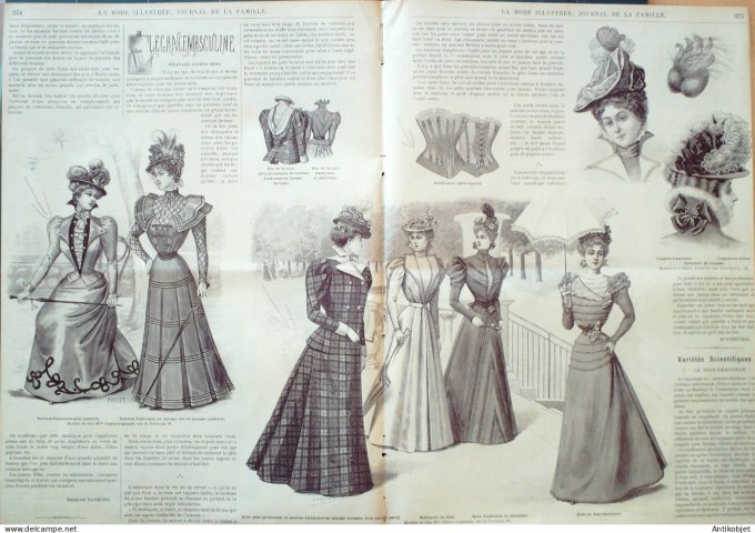 La Mode illustrée journal 1897 n° 36 Collet en tissu écossais