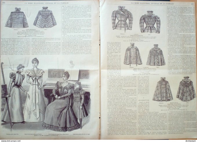 La Mode illustrée journal 1897 n° 36 Collet en tissu écossais