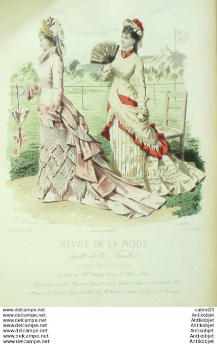 Gravure Mode La Gazette 1876 # 240 (Old Fashion plate)