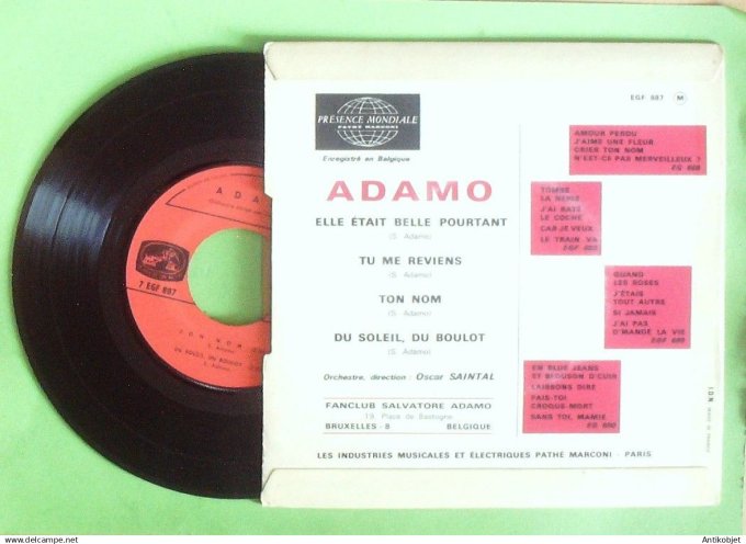 Adamo Salvatore 45T EP Du soleil du boulot 1966