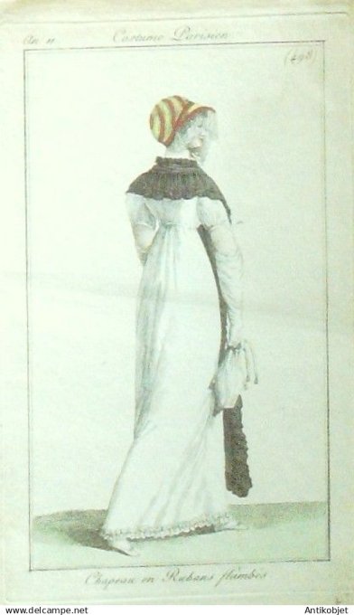 Costume Parisien 1803 an 11 # 498 (eau forte) Fichu ? bouts pendants
