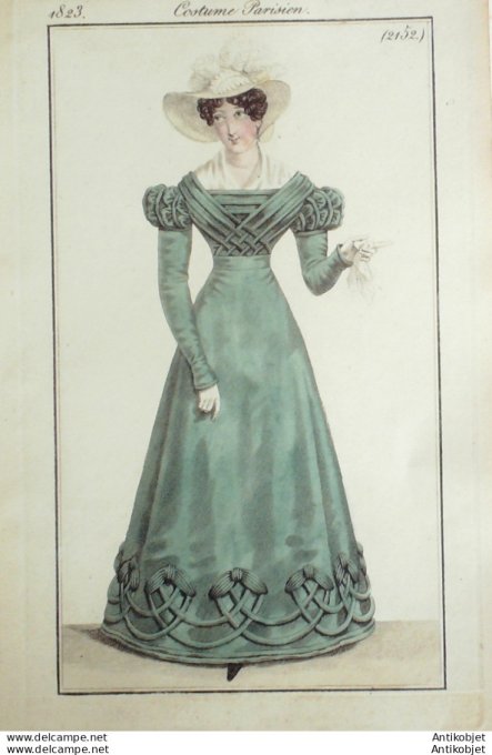 Costume Parisien 1823 # 2152 Robe mousseline  brodée