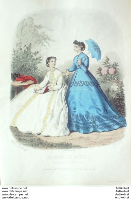 Gravure Mode illustree 1866 # 28 (Old Fashion plate)