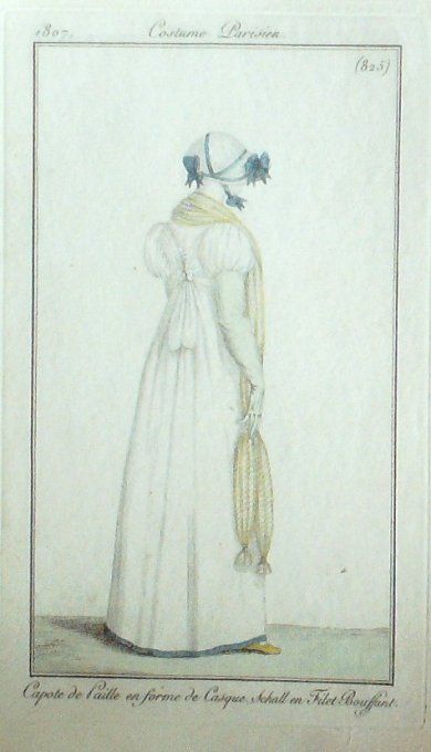 Gravure Mode Costume Parisien 1807 #  825 (eau forte old Fashion plate