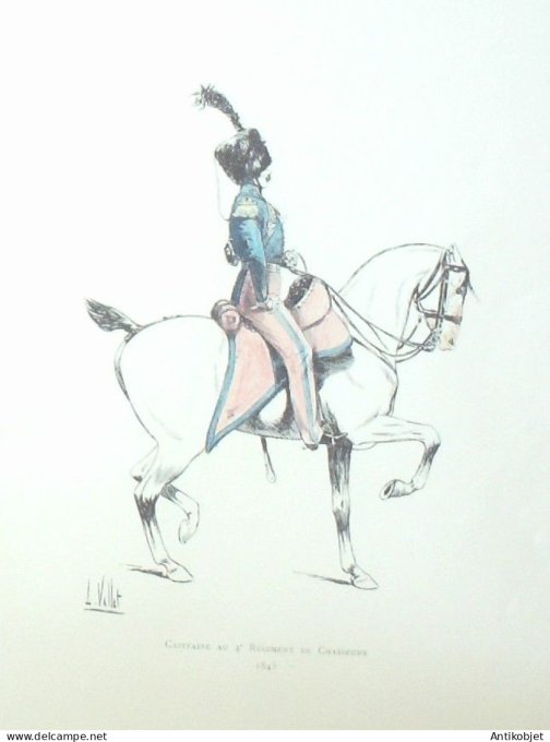 Chasseur Capitaine 4ème Régiment en 1845 signé Louis Vallet