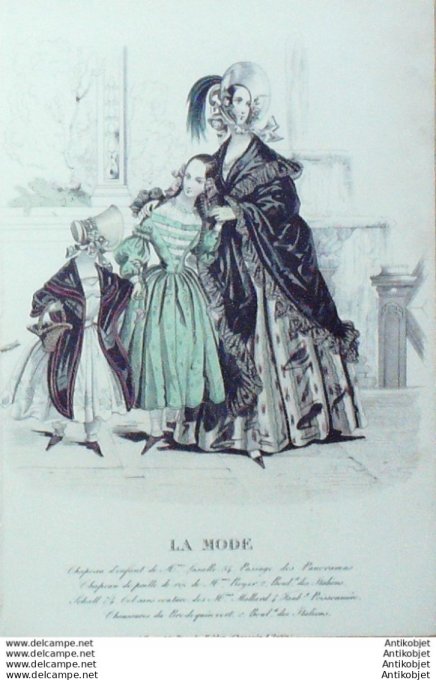 Gravure La mode 1838 # 16 (aquarelle old Fashion plate)