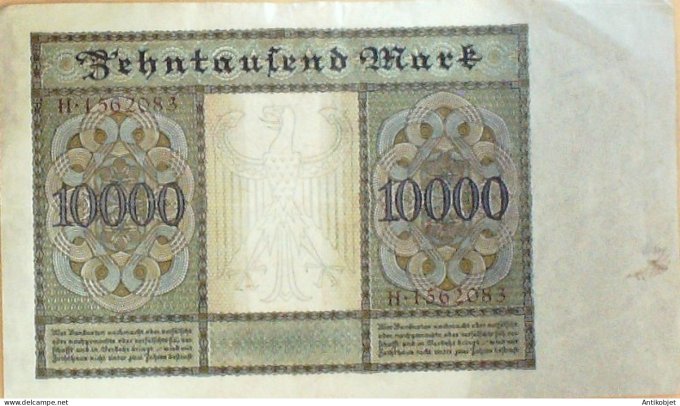 Billet de Banque Allemagne 10000 Mark Reichsbanknote Zehntausend 1922