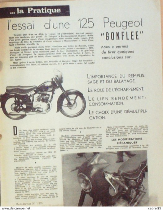 Moto Revue 1956 n° 1305 Peugeot 125 gonflée Bmw R67 3 R 51 3 500 Ariel VH 450 FN