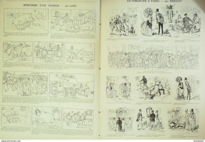 La Caricature 1885 #292 En route en mer Draner Gino Dimanche à Paris Henriot Loys Job