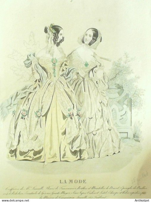 Gravure La mode 1840 # 29 (aquarelle old Fashion plate)