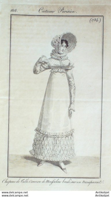 Costume Parisien 1818 # 1734 Canezou de moufseline