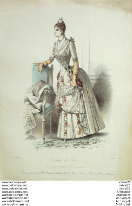 Gravure Mode Le Coquet 1888 # 07 (Old Fashion plate)