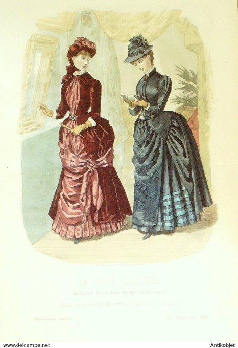 Gravure de mode La Mode illustrée 1883 n°46 (Maison Fladry-Coussinet)