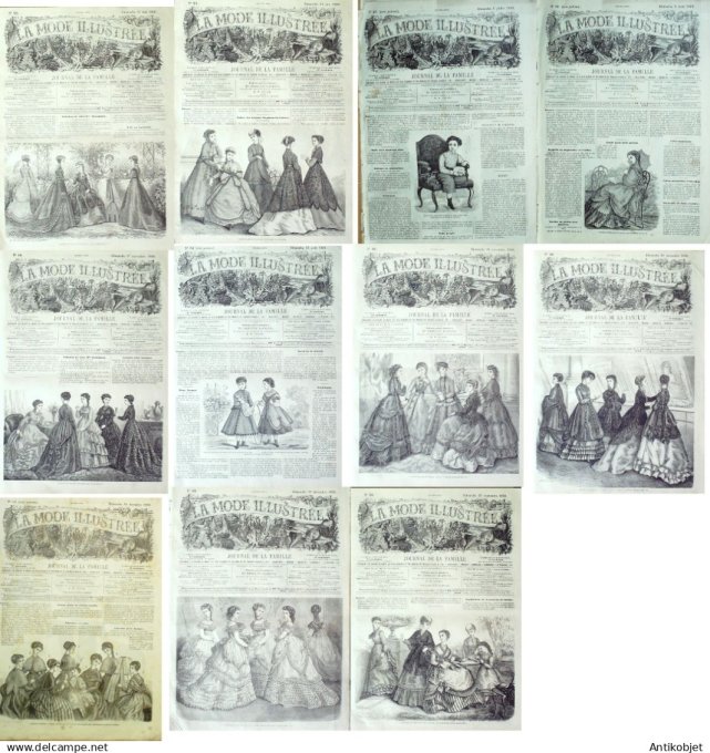 Mode illustree  1868 Lot de 11 journaux
