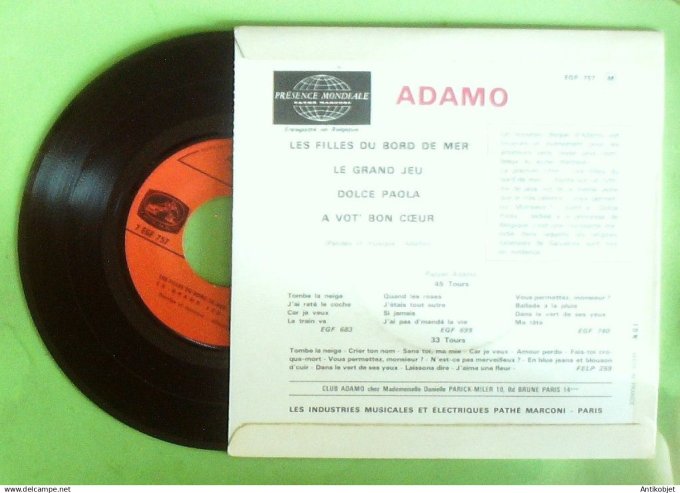 Adamo Salvatore 45T EP Les filles du bord de mer 1964